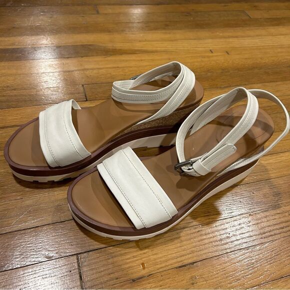 Revolve SEE BY CHLOE White 1" Platform Robin Round Toe Wedge Leather Sandals 39 - Picture 12 of 12